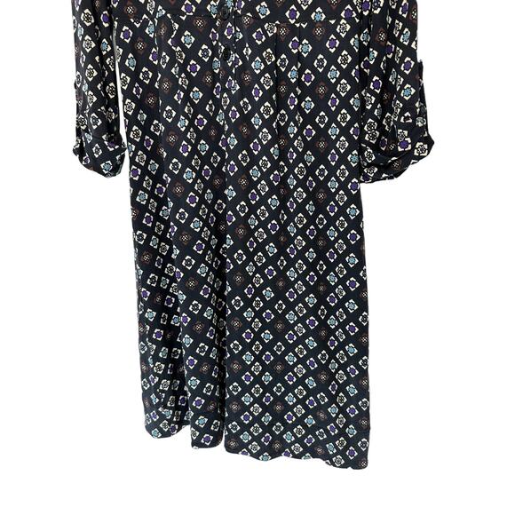 Diane Von Furstenburg Black Mod Silk Business Office Button Up Dress Size 6 - Picture 6 of 10